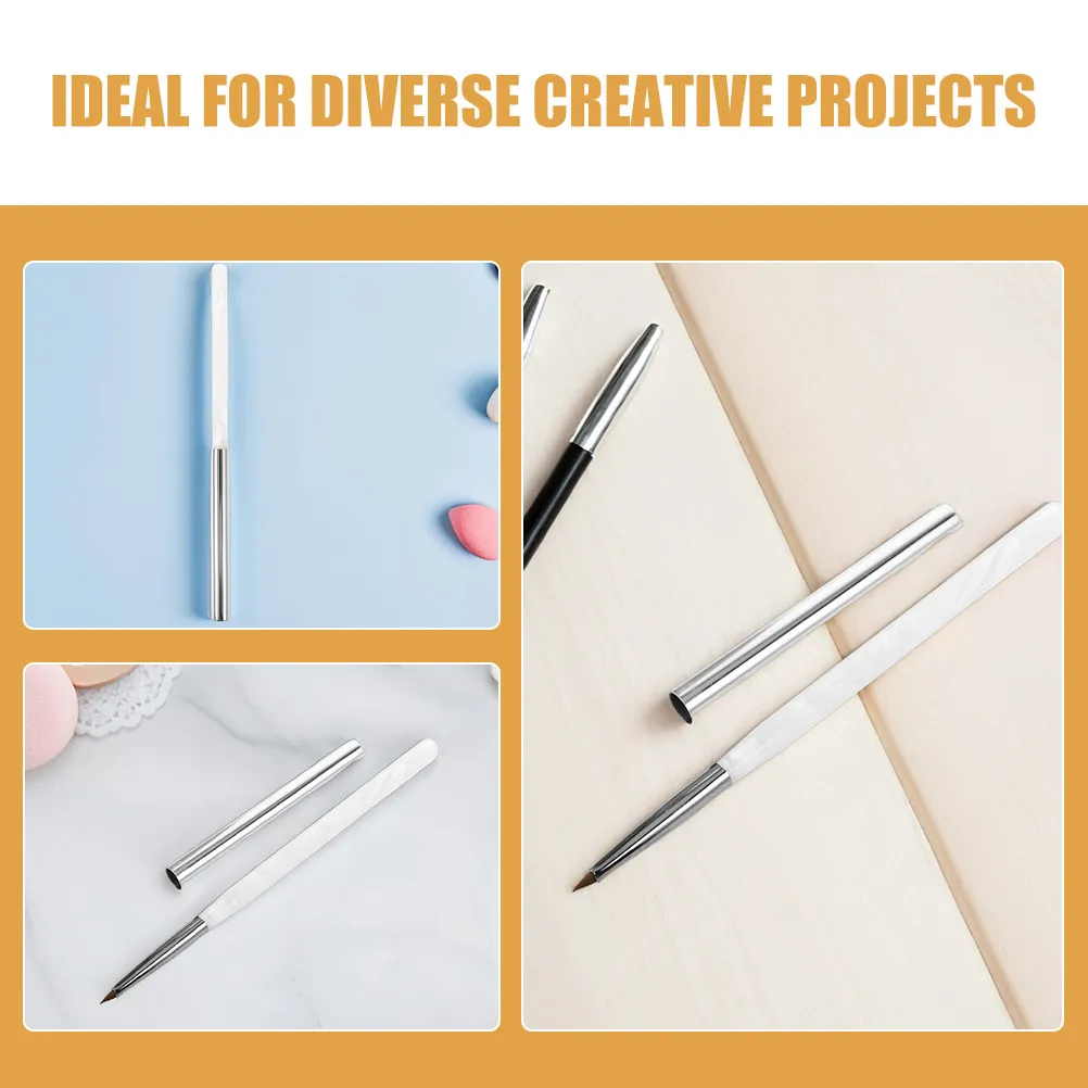 2Pcs 인체 공학적 삼각형 네일 라이너 브러쉬 DIY 네일 아트 살롱 매니큐어 페인팅을위한 전문 파인 라인 드로잉 펜