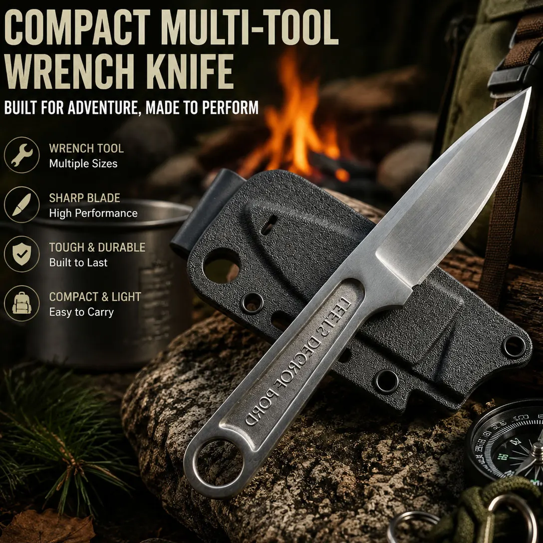 Coltello da Campeggio Multiuso Ultra Resistente – Lama Fissa Interamente in Acciaio Inox con Fodero, EDC Portatile per Campeggio, Escursionismo e Barbecue
