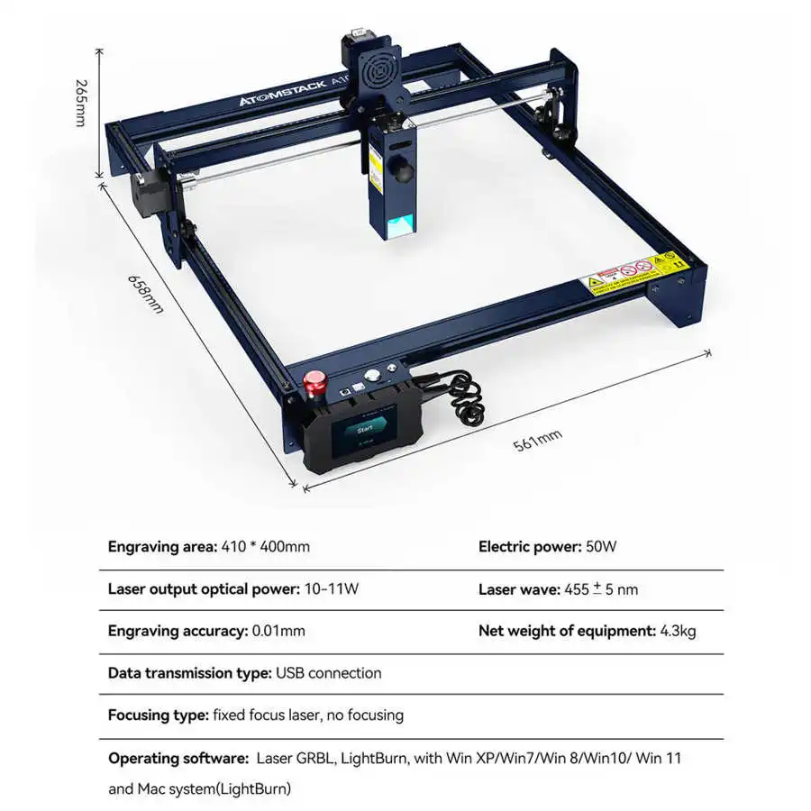 ATOMSTACK A10 PRO Laser Engraving Machine Cutting 50W  DIY Printer Cutter 410x400mm Blue Laser Engraver EU Plug 100-240V ultimaker 3d printer