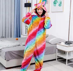 Colourful Adult One-Piece Pajamas Cartoon Jumpsuit Full Body Sleepwear Thicken Warm Soft Comfortable Onesies