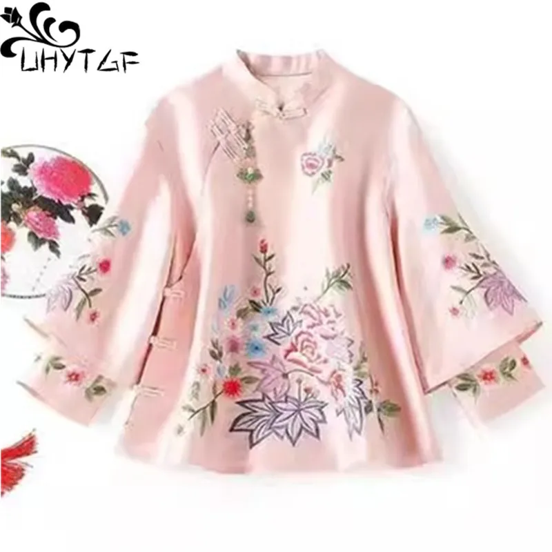 Women Chinese Shirt Ethnic Style Tang Suit Women Blouse Vintage Harajuku Embroidery Chinese Tops Elegant Loose Spring Autumn Female Shirt Hanfu