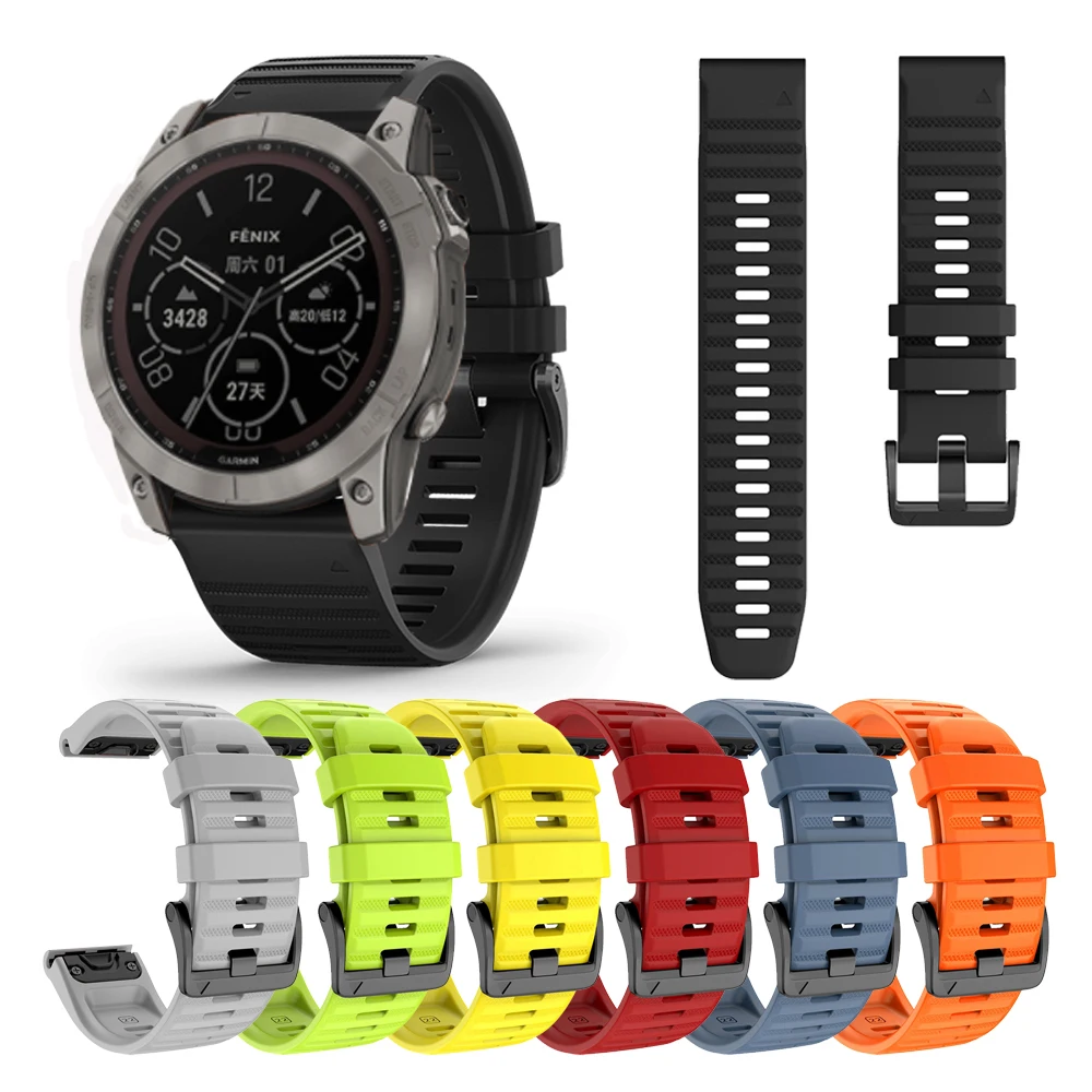

Ремешок силиконовый для наручных часов Garmin Fenix 7X Fenix 6X 6 5X 5 Plus 3 HR/Tactical x Delta/EPIX/MARQ, 22 мм 26 мм