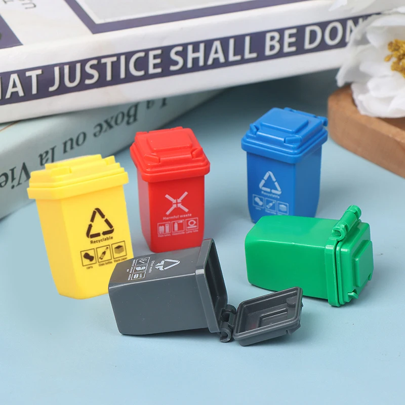 5pcs/set 1:12 Dollhouse Miniature Trash Can Model Furniture Accessories For thumbnail 5