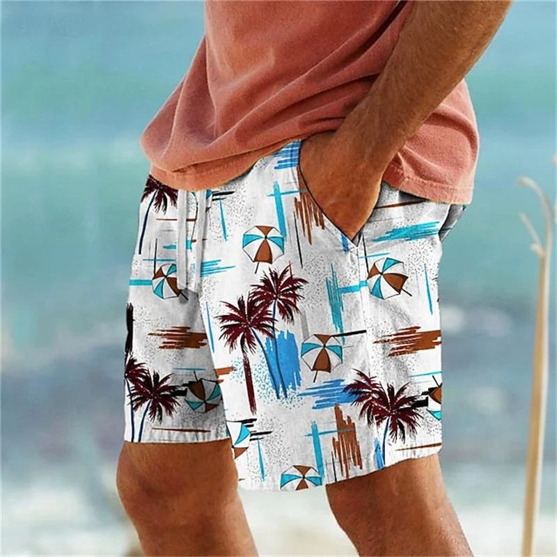2024 New Fashion Men Women Short Pants Palm Tree 3d Print Summer Hawaiian Beach Shorts Swimwear Oversized Casual Ice Male 3