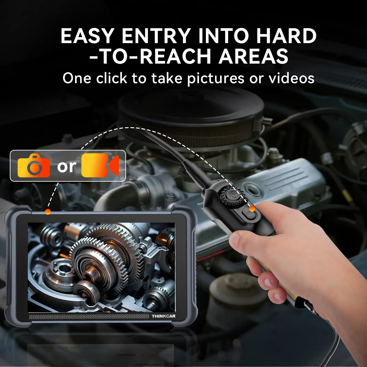 THINKCAR TES102 USB 내시경 자동차 90cm IP67 방수 LED 조명 5.5mm 렌즈 720P HD 카메라 스마트폰용 892BT VO8 VO7S