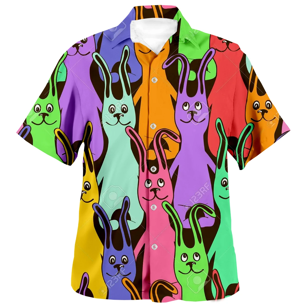 2022 Summer Men 3D Print Hawaiian Shirts Funny Bunny Printed Loose Breathable Shirts Beach Party Short Sleeve Tops [предзаказ] weverse shop newjeans 2nd ep get up bunny beach bag ver