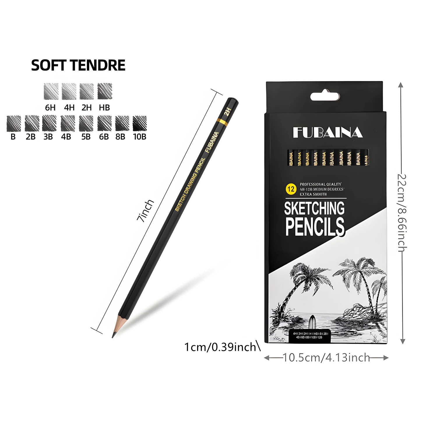 Set Di 12 Matite Per Disegno Professionale - Gradazioni 8B A 5H In Scatola Di Latta - Ideale Per Artisti E Studenti - 5