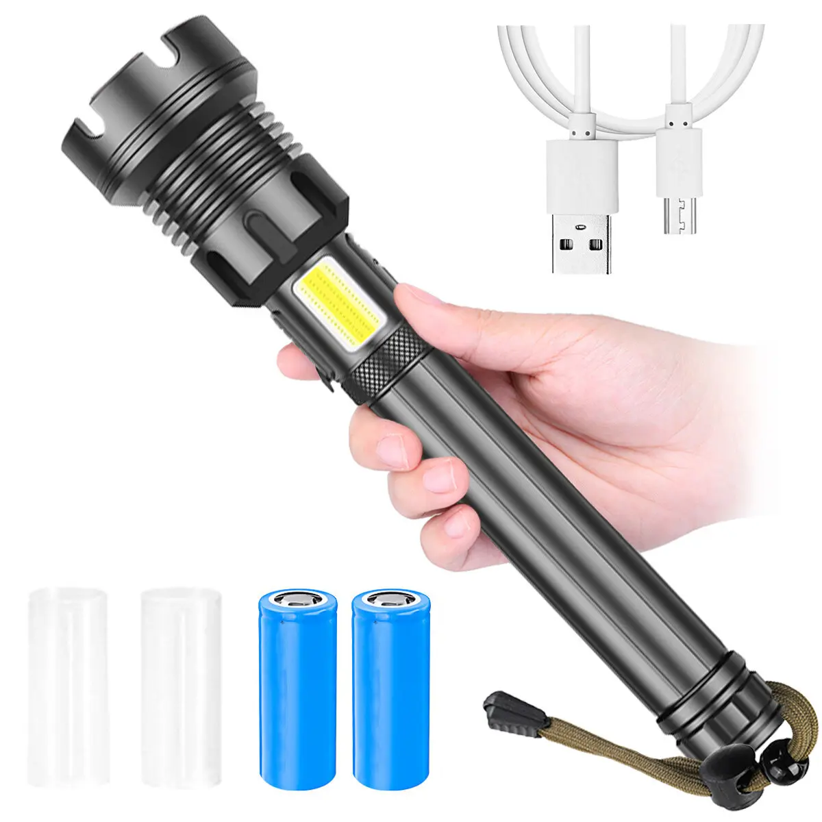 

XHP160+COB Red and White Light Strong Light Flashlight Long XHP90USB Rechargeable Strong Light Flashlight