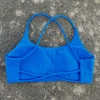 Soutien-gorge de yoga pour femme, couleur unie, à quatre bretelles croisées dans le dos, dos évidé, push-up, avec coussinets de poitrine, idéal pour le fitness et le sport