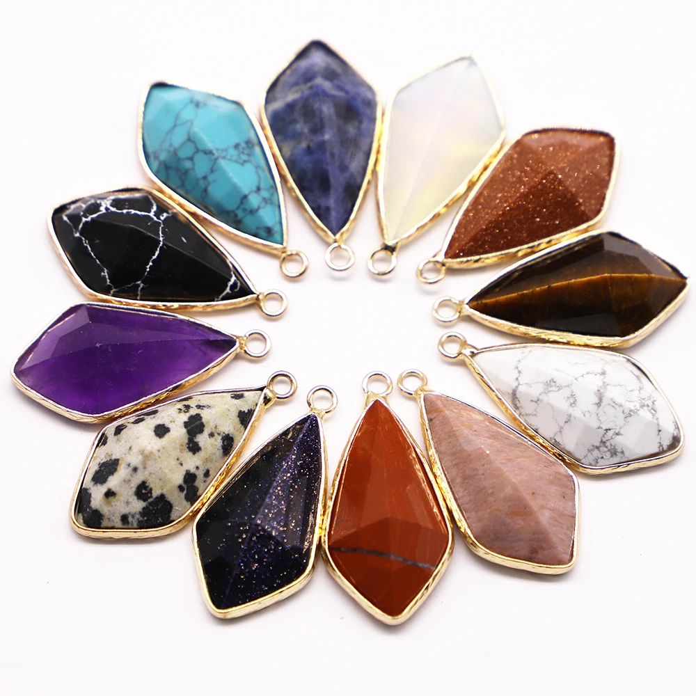 

4pcs/lot New Natural Stone Pendants Drop Shape Exquisite Opal Turquoise Agates Charms Jewelry DIY Necklace Bracelet Accessories