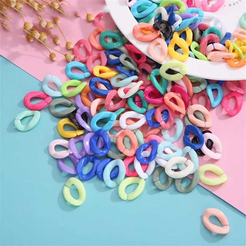 

50pcs/lot acrylic beads open circle chain buckle connectors for diy earrings necklace phone case bag chain jewelry accessories