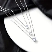 Multi-layer Five-pointed Star Heart Shape Water Drop Pendant Chain Necklace Alloy Material Glass Collarbone Chain Sexy Women New 6