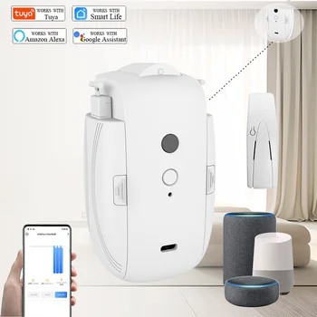 1/2pcs Smart WiFi Curtain Robot with Wi-Fi Gateway, APP Remote Control,  Automatic Opening Hand Pull Start，Compatible with Alexa