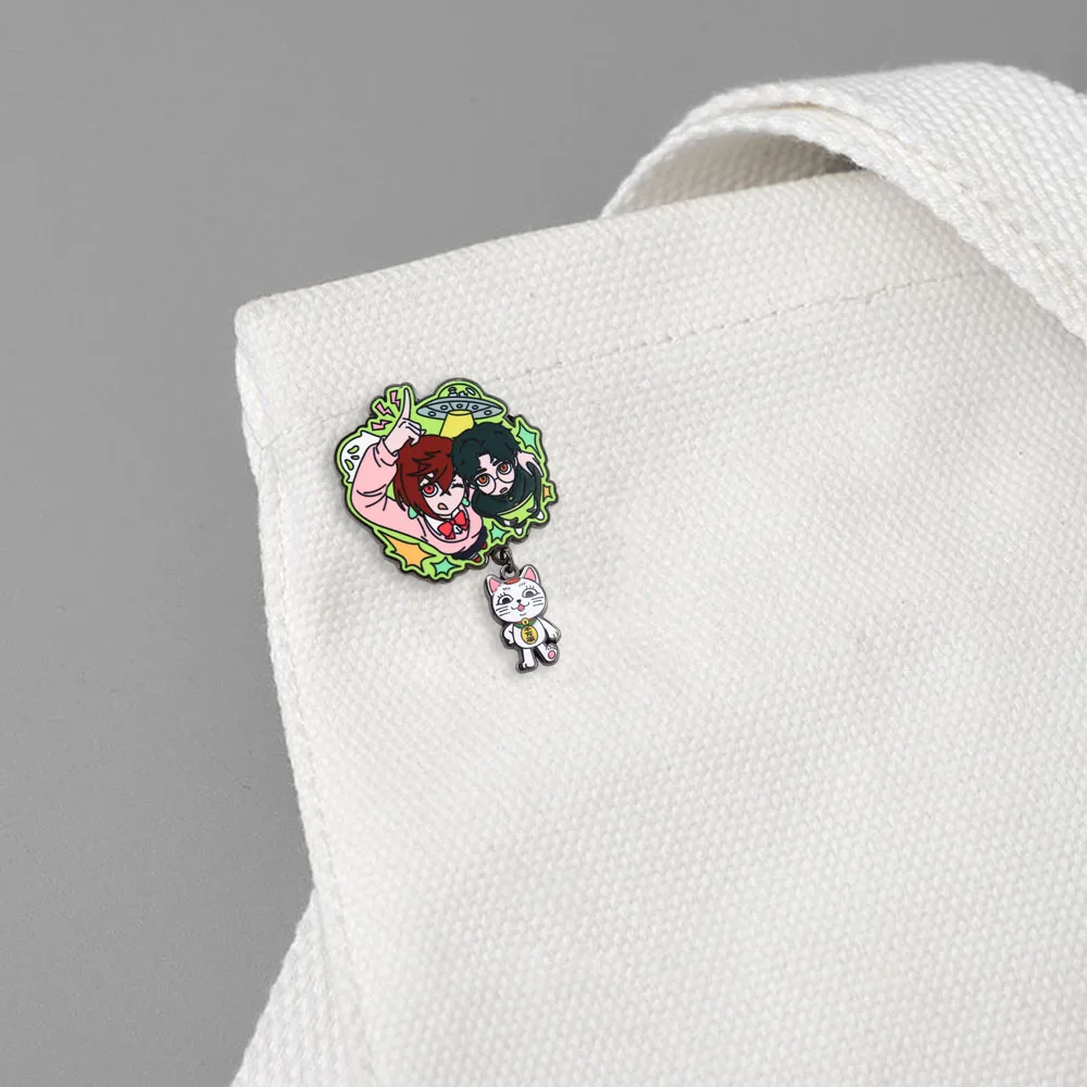 Dan Da Dan Ayase Momo Takakura Ken Okarun Turbo Granny Power Emaille-Anstecknadel Manga Glückskatze Anhänger Brosche Cartoon-Fans Geschenk Abzeichen A – Detail 5