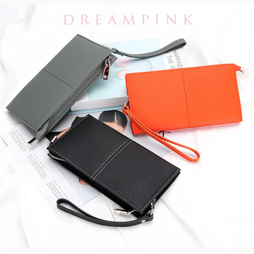 

Bag Phone Wristlet Lady Envelope Wallet Handbag Well Women Cowhide Fashion Zip Clutch Female Luxury Purse Leather Organize Long