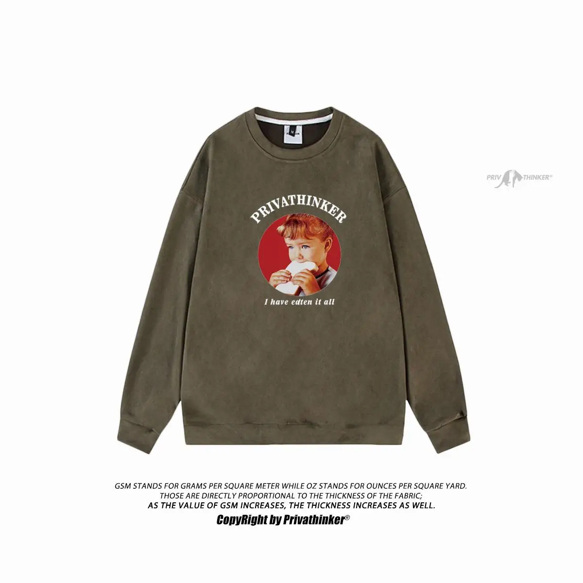 

Eaten All Bread Fun Pattern Sweatshirt Men Loose Oversized Hoodies Suede Casual O-Neck Harajuku Streetwear Top Y2K Pullovers