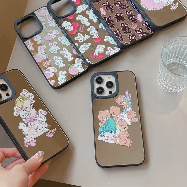 

Rabbit Mirror Surface Phone Case Cover for IPhone 14 13 12 11 15 Pro Max Case for IPhone 15 Pro Max