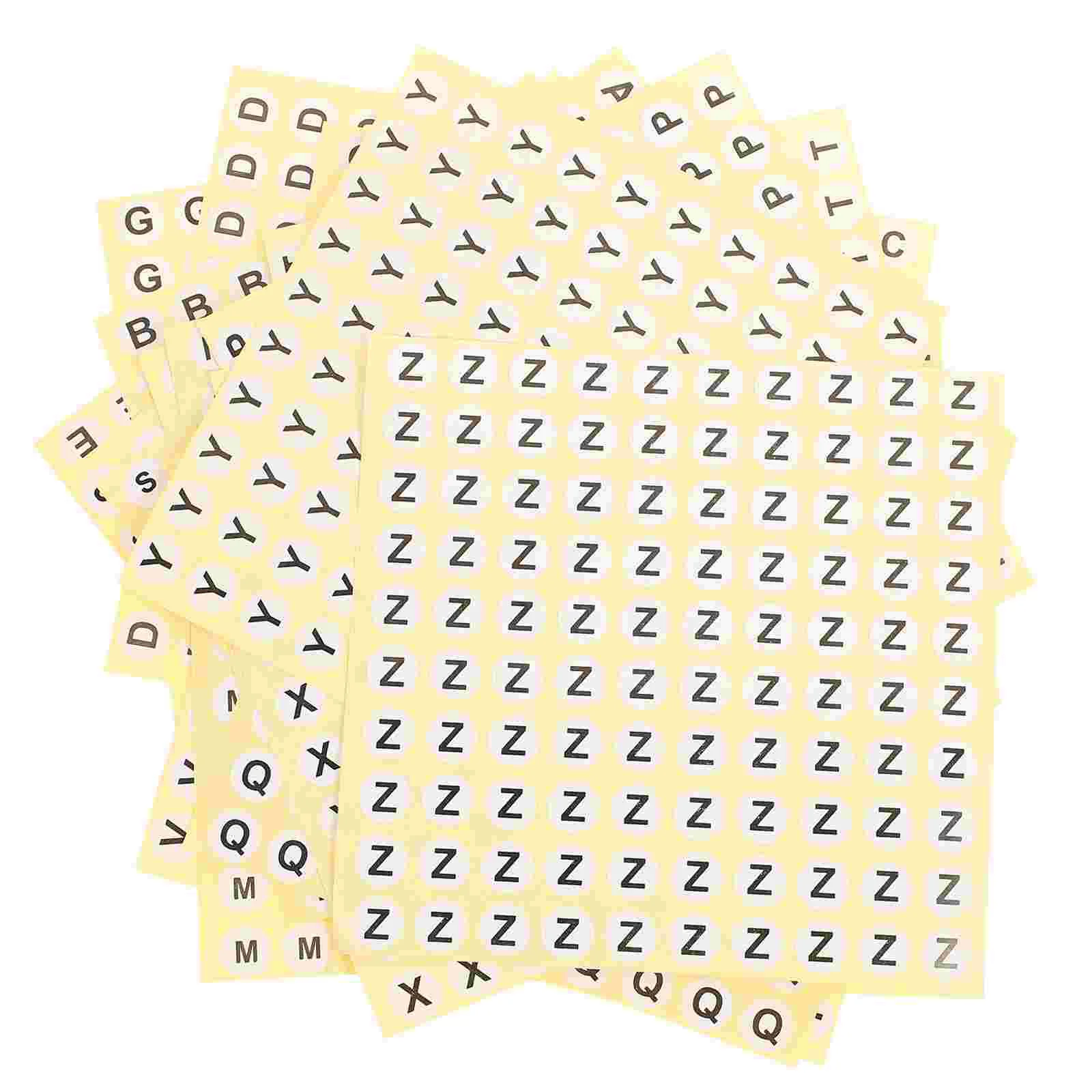 

26 Sheets Numbered Stickers Letter Labels Classification Alphabet Paper Office Round