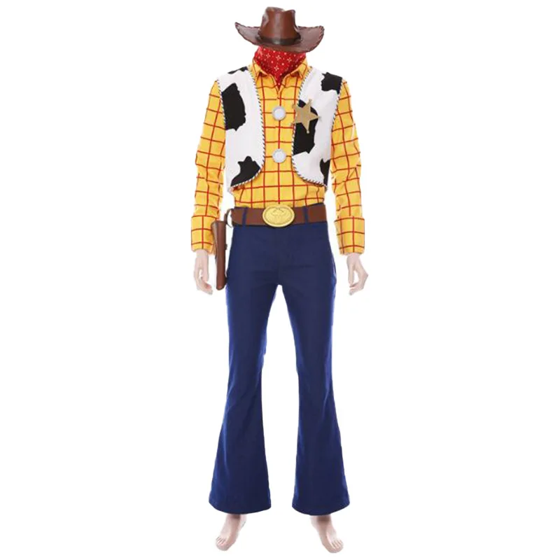 Disfraz De Vaquero Woody Para Adulto Sin Sombrero – Set De 4 Piezas Con Camisa, Chaleco Y Pantalones, Ideal Para Carnaval Y Halloween