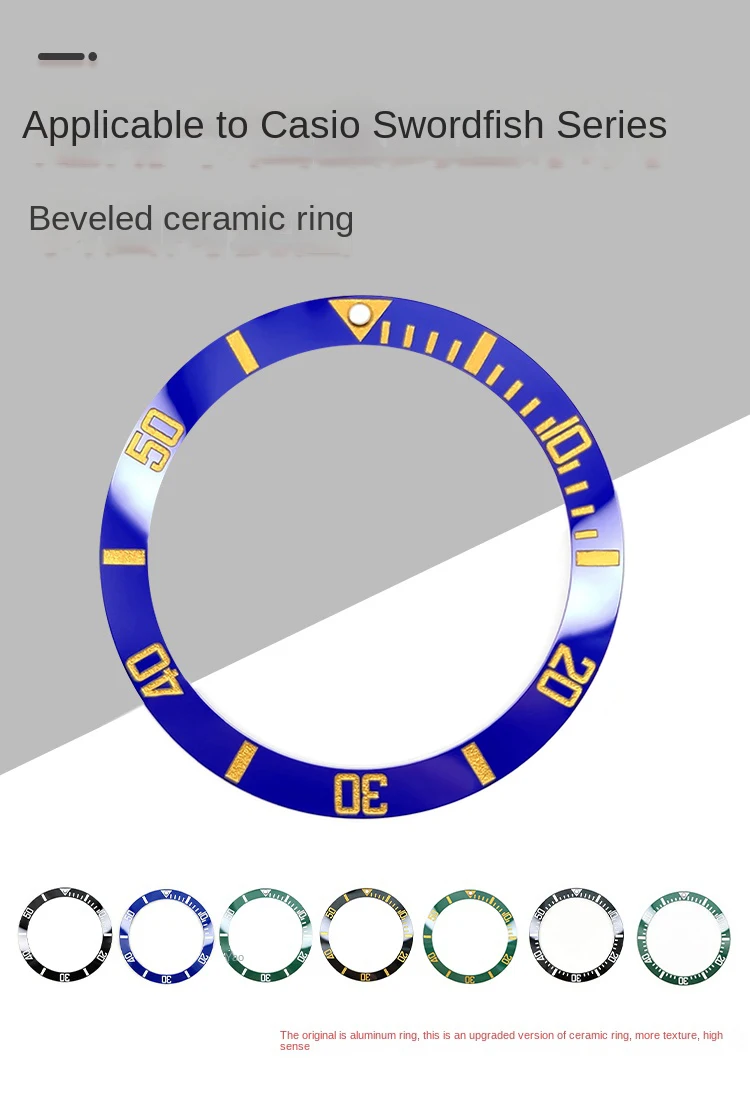 Für CASIO MDV-106 abgeschrägter Keramik-Lünetteneinsatz 12H Pearl-Marker MDV106 Duro/Marlin Taucheruhr 41 x 32,8 mm Upgrade-Einsatz-Reparatur-Mod – Detail 3