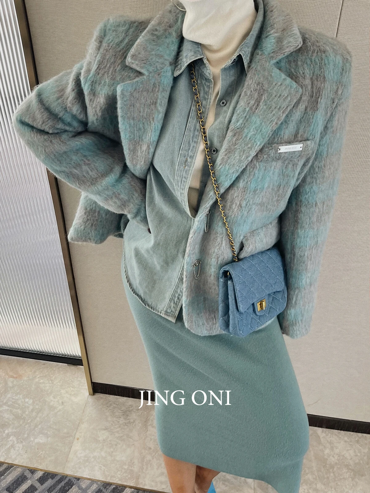 Plaid Wool Mixtures Coat Jackets Winter Y2k 2023 Woman Clothing Autumn Korean Style Fashion Vintage Oversized Overcoat Blazer