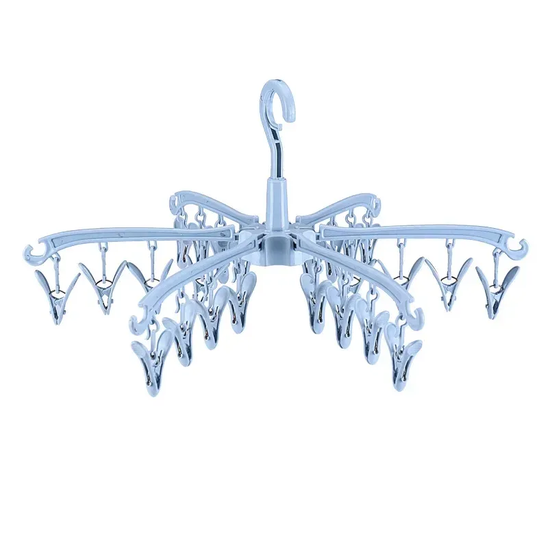 Sock Drying Rack 24 Clips Plastic Laundry Clothes Hanger Rotatable Hanger Sock Dryer Foldable Portable Clothes Drying Rack