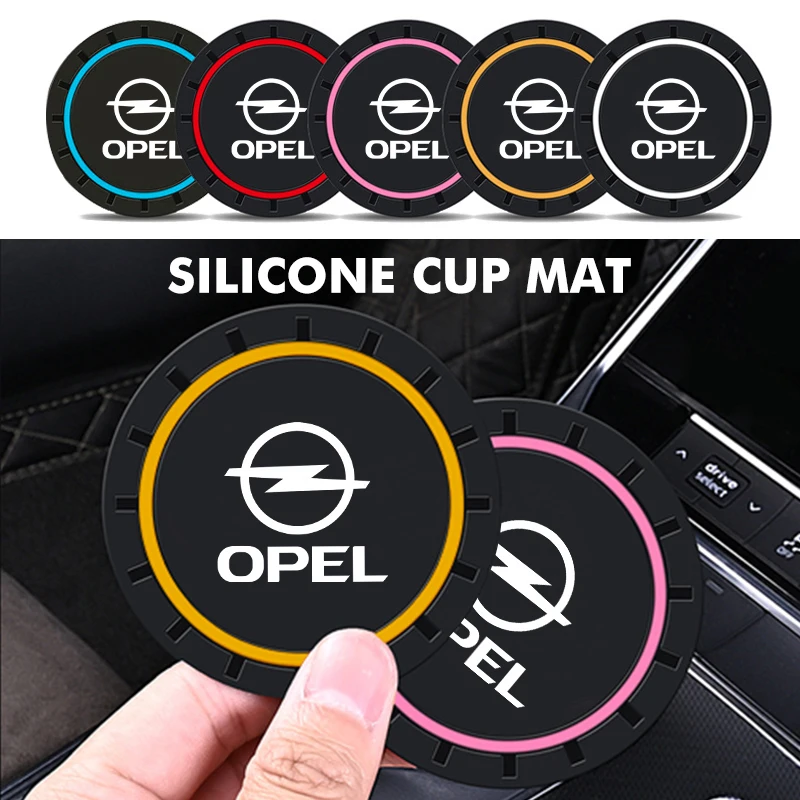 2pcs Car Cup Holder Coasters Anti-Slip Pad Silicone Water Mat For Opel Insignia Corsa Zafira Mokka Grandland Antara Ampera