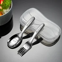 WORTHBUY 316 Stainless Steel Cutlery Set With Plastic Storage Box Portable Cute Mini Spoon Fork For Children Kitchen Tableware 1