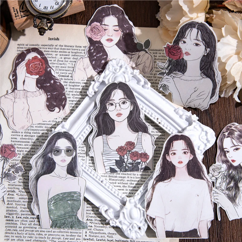 저널 GO 10pcs 노트북 기타 가방에 대 한 패션 소녀 복장 스티커 모바일 DIY 공예 우아한 레이디 저널 Scrapbooking 데 칼