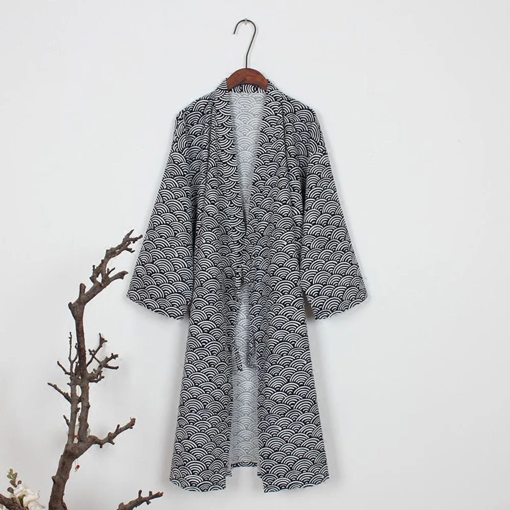 casual kimono bathrobe gown men sleepwear nightgown soft cotton unisex intimate lingerie homewear home clothes nightwear Fashion Kimono Bathrobe Cotton Soft Japanese Loose Fit Robe Gown Nightwear Sleepwear Pajamas Robes Male Clothing For Men