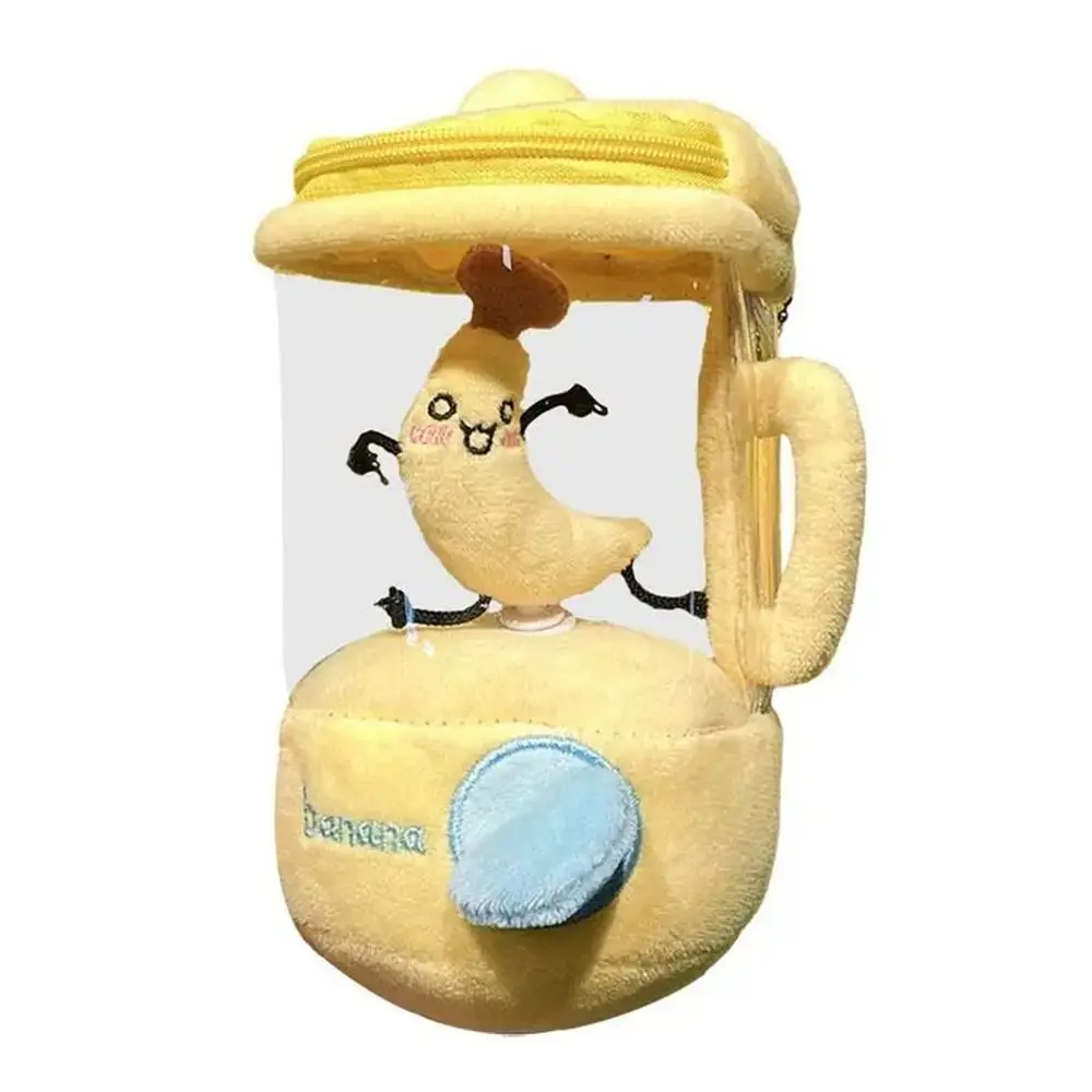 Draw Rope Rotate Plush Fruit Juicer Toy Watermelon/Orange/Banana Cartoon Stuffed Fruit Doll Soft 16cm Plush Juicer Doll