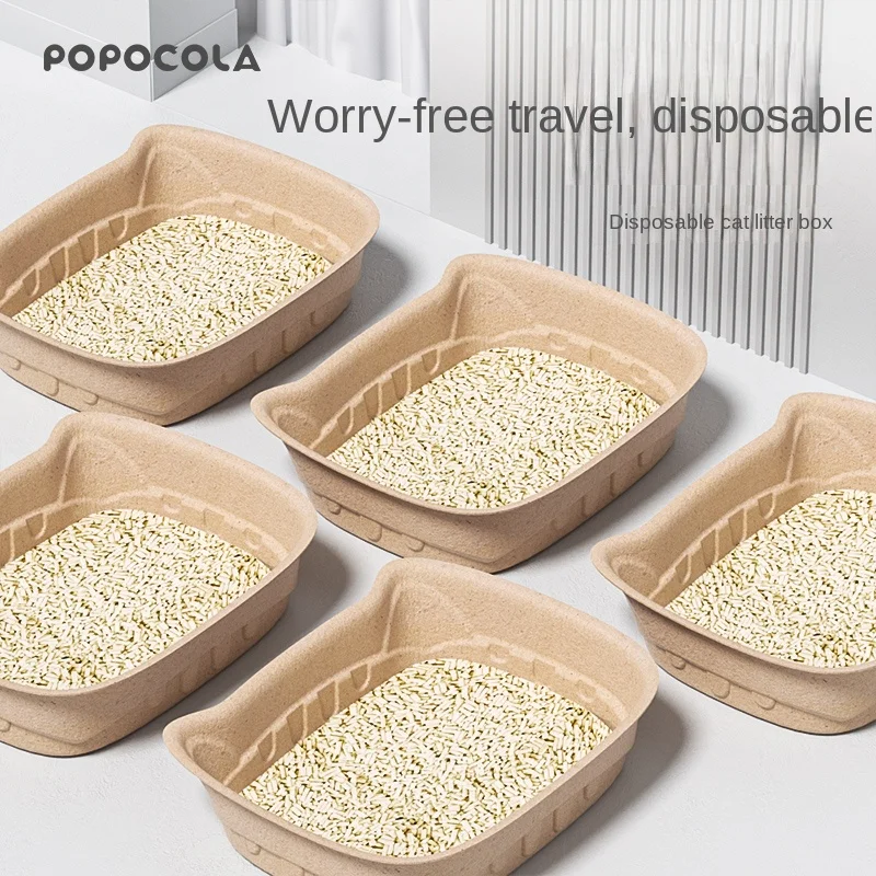 

YY Cat Disposable Litter Box Temporary out Folding Cat Litter Box Portable Toilet