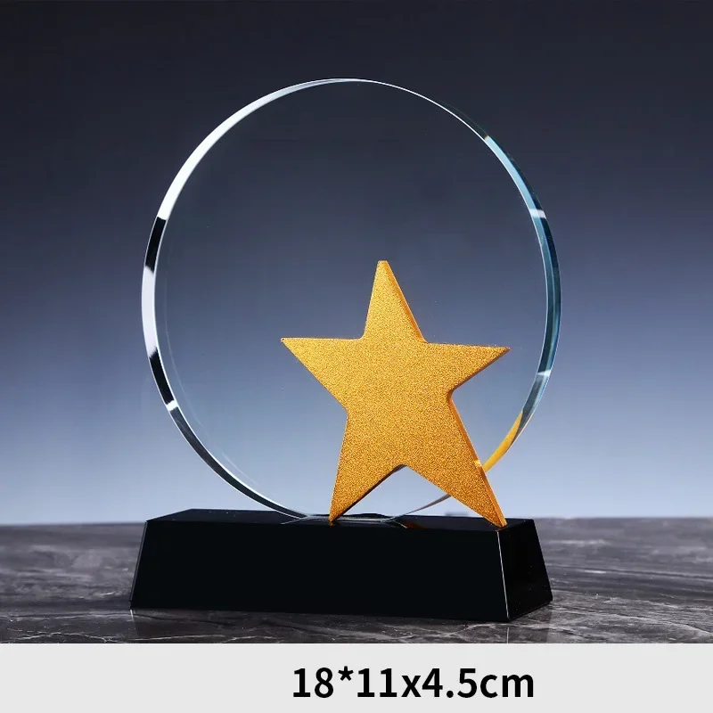 Customized Metal Aluminum Alloy Crystal Trophy, Sand Blasting Carving Home Decor Medal Company's Annual Meeting Award Souvenir