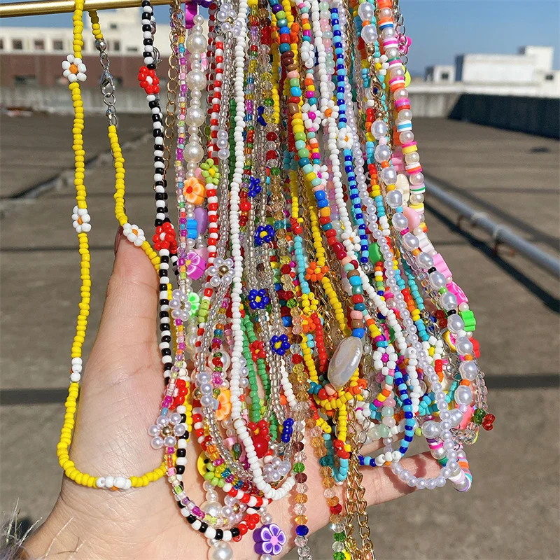 Trendy Böhmen Bunte Perlen Kette Choker Halskette für Frauen Männer Mädchen Schöne Kleine Blume Zubehör Halsketten Schmuck Geschenke – Detail 8