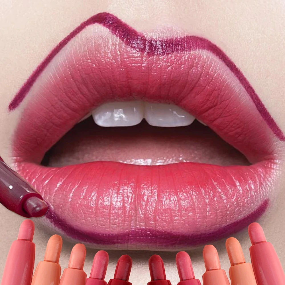 Long-lasting Lipstick Pen Smooth Waterproof Nude Brown Lip Liner Pencil 3D Contouring High Pigment Lip Tint Women Lips Makeup