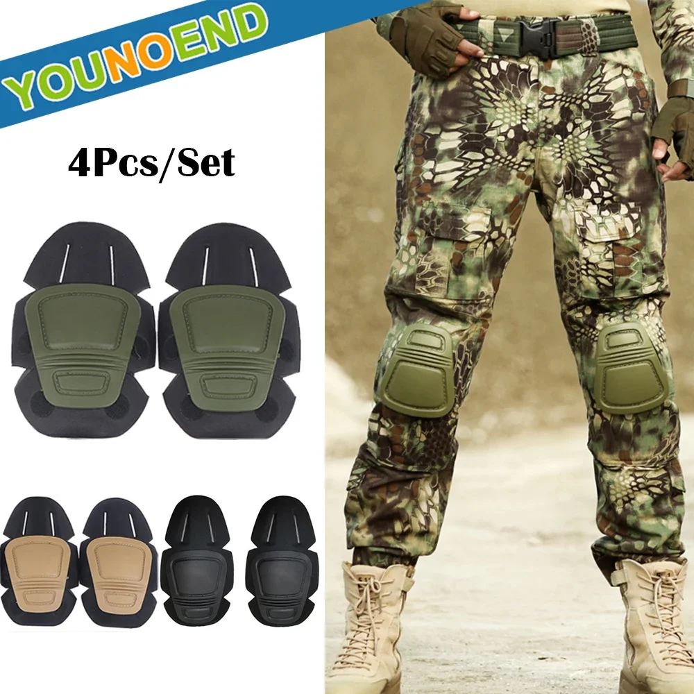 

4Pcs Tactical Frog Suit Knee Pads & Elbow Support Military Knee Protector Paintball Airsoft Kneepad Interpolated Knee Protector