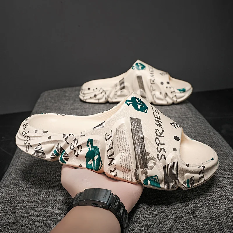 Sklisikre tøfler for menn, sklisikre med tykk såle, myke skumslidere, komfortable tøfler for innendørs og utendørs bruk_voghion.com