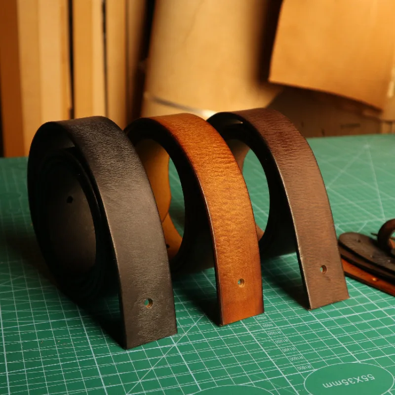 

High Quality Import First Layer Cowhide 3.8cm Belt Body Men's Belt Rubs Vintage Belt Diy Without Button-down 4mm Thick