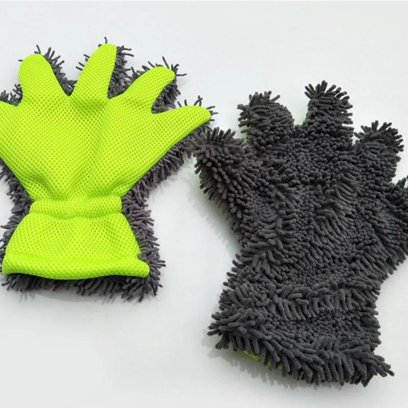Chenille Car Wash Gloves Microfiber Wipe Car Sponge Scratch Free Wash Cleaning Coral Velvet Double-Sided Cleaning Tool
