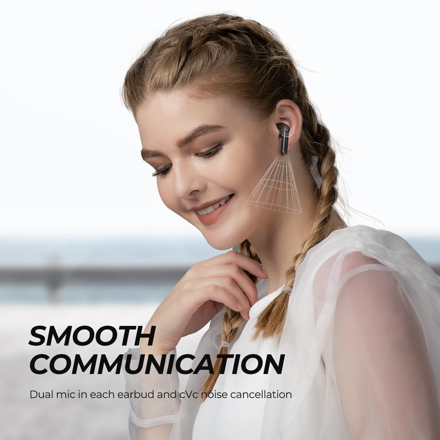 SoundPEATS TrueAir2 Auriculares inalámbricos Bluetooth 5.2 Qualcomm3040  aptX TrueWireless Mirroring, 4-Micrófonos Cancelación de Ruido CVC Llamadas  Claras, Diseño Semi-in-Ear, 25 Horas (Blanco) : : Electrónica