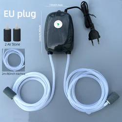 Aquarium Air Pump with Dual Outlet and Check Valve Tube - Compact and Efficient - EU Plug (5W With Accessories)