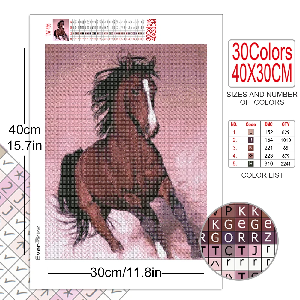 Evershine Diamond Painting Horse Full Square Diamond Embroidery Animal Cross Stitch Mosaic Rhinestone Art Home Decor
