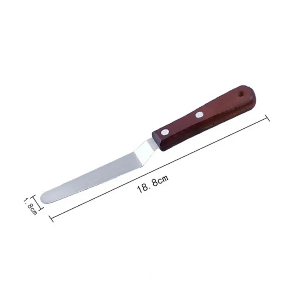 Food Grade Cake Spatula Professional Stainless Steel Cake Spatula Set with Wooden Handle Food Grade Cream Jam for Baking