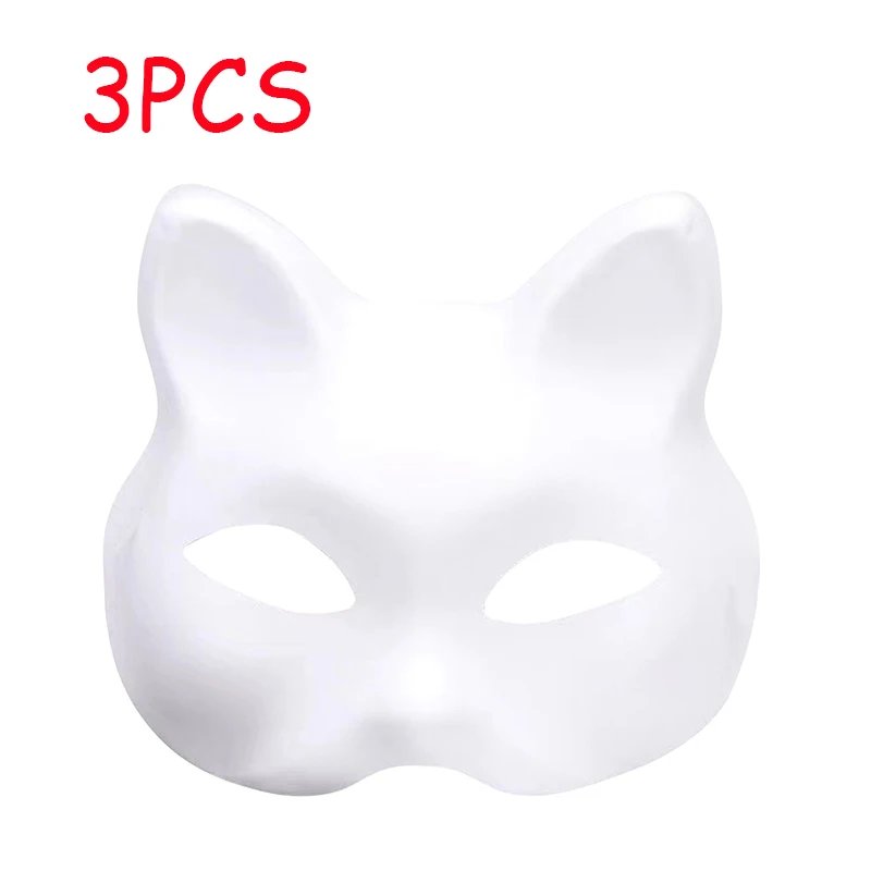 Face Mask 3D Face Masks Masquerade Mask Party Masks Masquerade Cat Face Masks DIY Party Masks Props Paintable Blank Party Cosplay Accessories 1/2/3/5/8/10pcs