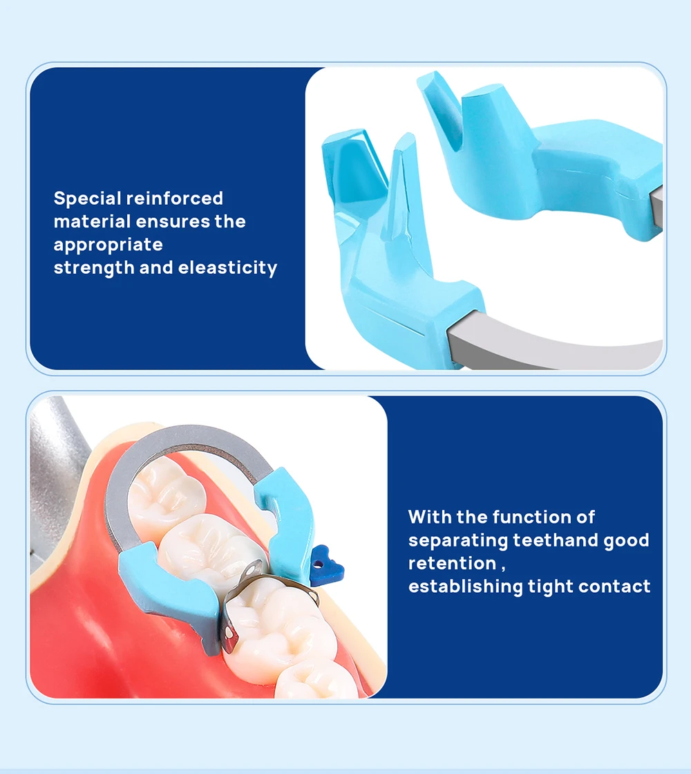 AZDENT Dental Sectional Matrix System Set New Contoured Matrices Clip Ring Bands Wedge Knife Dentis Wedges Plastic Kit_voghion.com