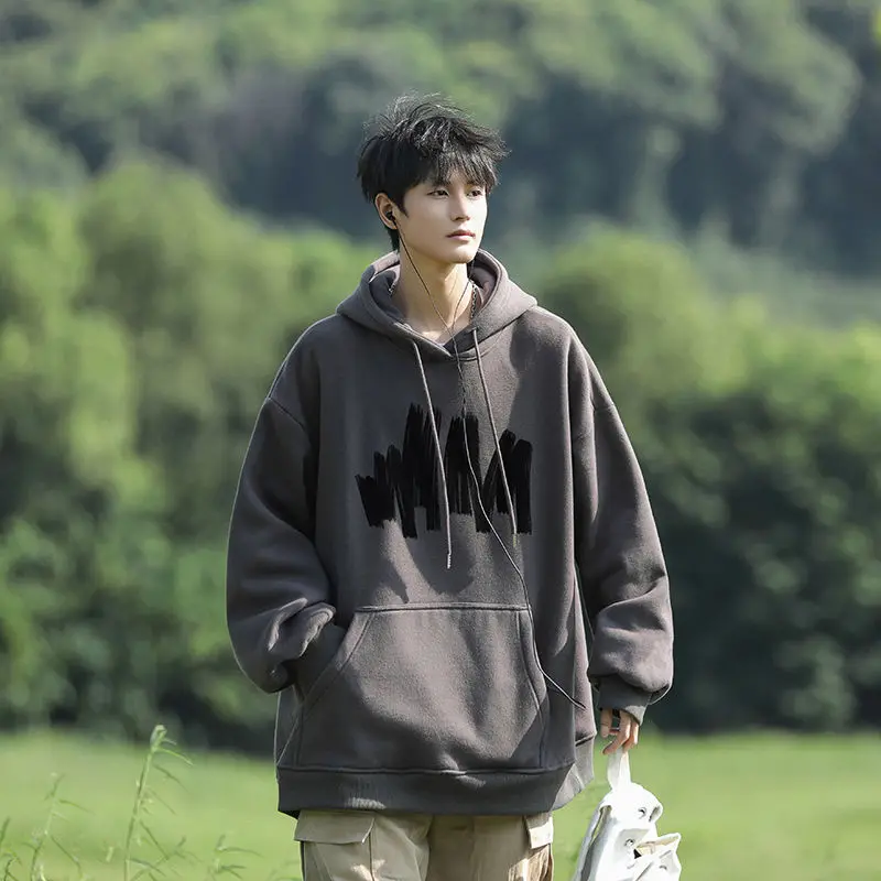 

Hoodies Men's Clothing Hooded Loose Autumn and Winter New Printed Youthful Trendy All-Match Pu Shuai Loose Casual Top Hoodies