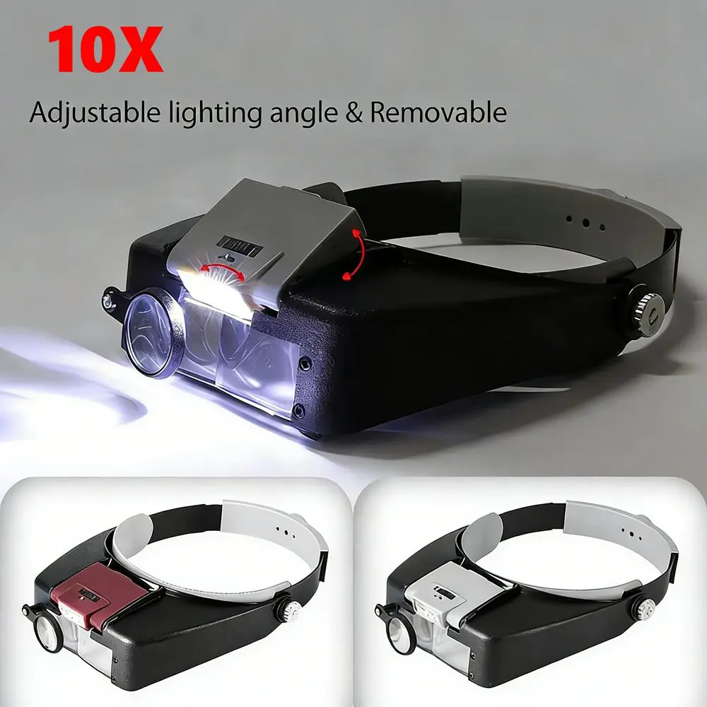 Stirnband-beleuchtete Lupe, hohe Zeiten, Brillen, Lupen mit 2 LED-Leuchten, Lupe für Leiterplatten-Reparaturwerkzeug