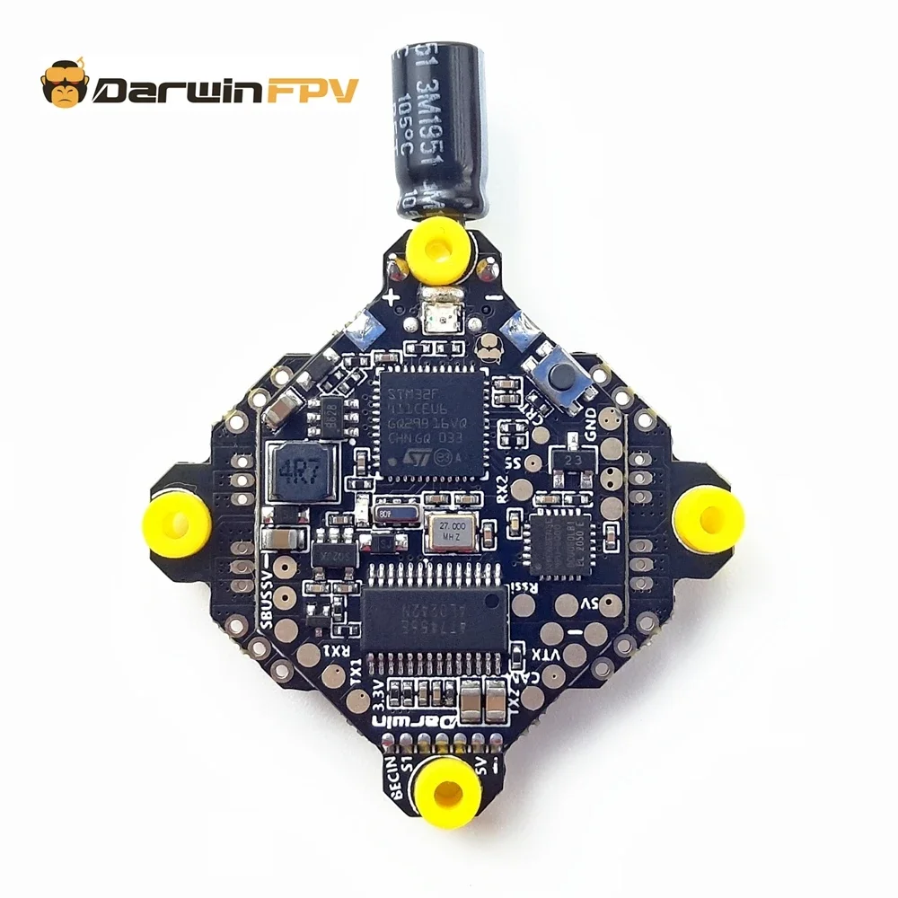 

Контроллер полета DarwinFPV F411 AIO Whoop Blheli_S Betaflight F4 15A OSD BEC BL_S 1-3S 4 в 1 ESC для РУ дрона FPV гоночного