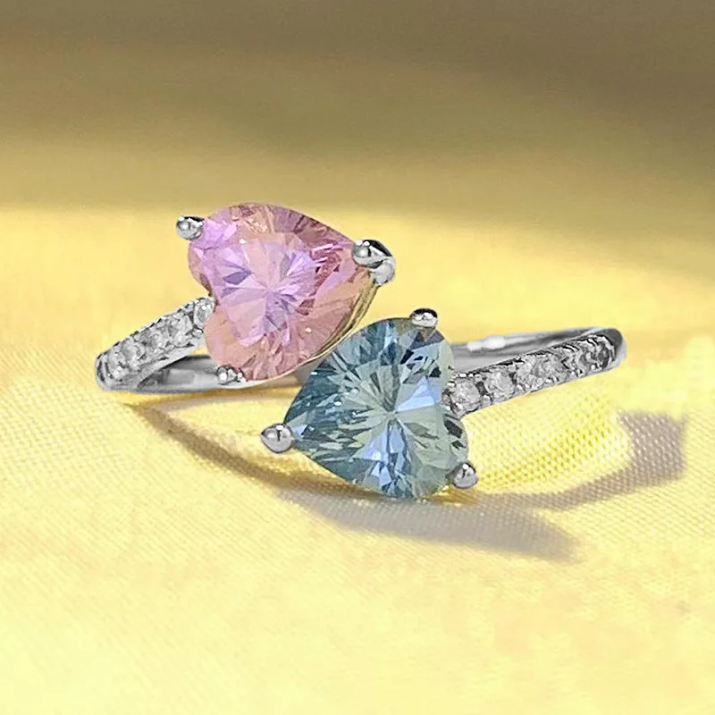 

2023 Новинка S925 Серебряное двухцветное Открытое кольцо в форме сердца для женщин Мода и простота