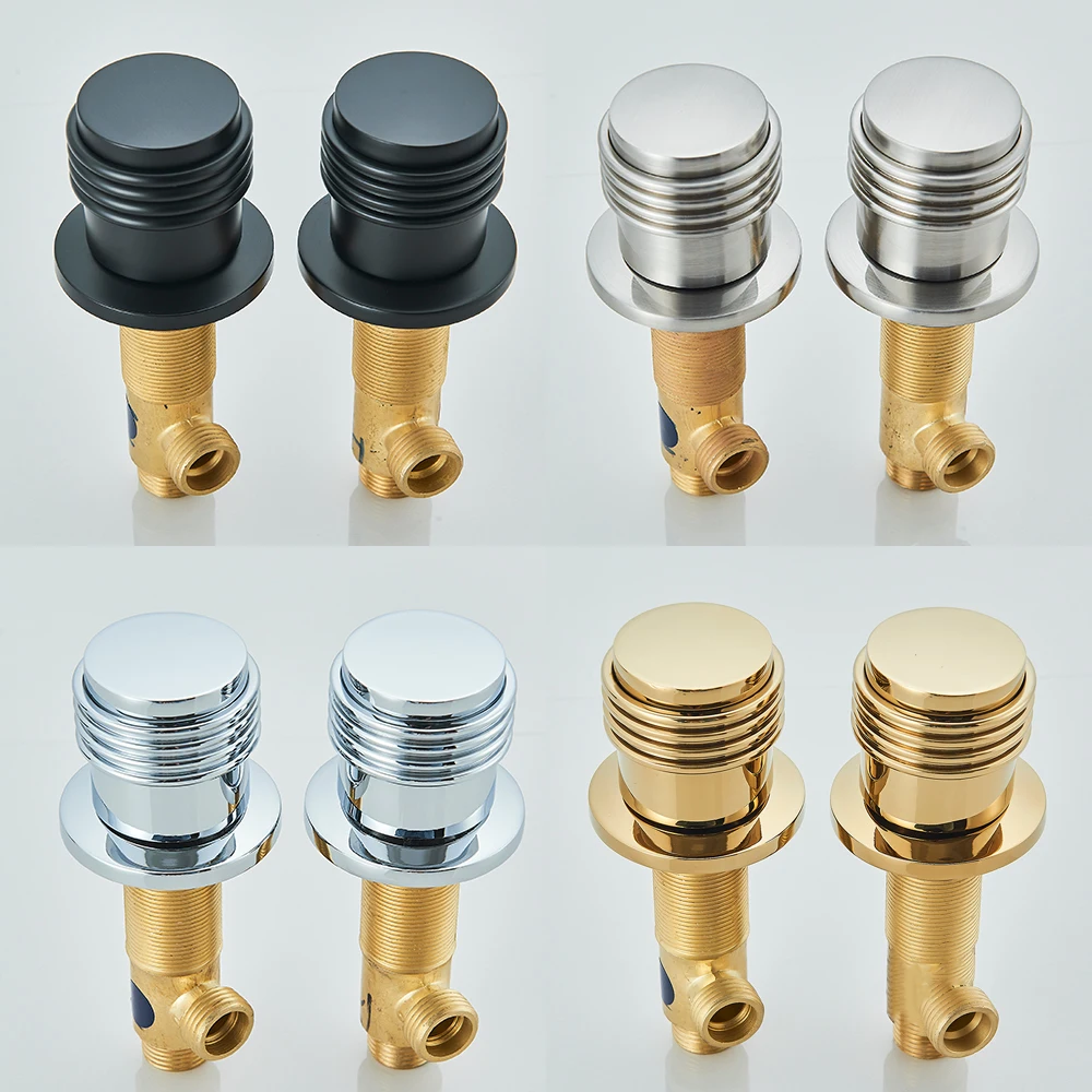 2pcs Solid Brass Bathroom Basin Tap Handle One Inlet One Outlet Switch Hot Cold Control Valve Mixer Handle Bathtub Faucet Switch